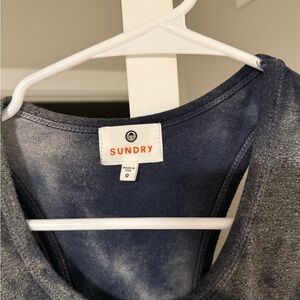 Sundry Navy Tie-Dye drawstring dress/cover up.